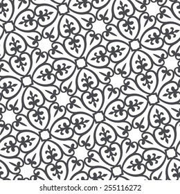 Seamless pattern. Monochrome abstract vintage ornament. 