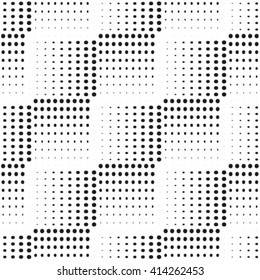 Seamless pattern. Monochrome. Backdrop. Web. Vector illustration. Vintage geometric texture with repeated dots of different sizes.