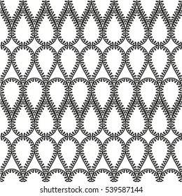 Seamless pattern. Monochrome. Backdrop. Web. Vector illustration. 
Vintage geometric texture with repeated dots of different sizes.
