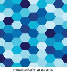 padrão contínuo de formas geométricas hexagonais azuis monocromáticas, estilo camuflagem moderno em forma de favo de mel