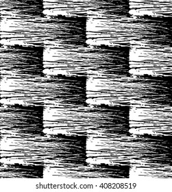 Seamless Pattern with Monochrome Brush Bristle Hair. Black and White Grunge Texture. Vector Illustration.
