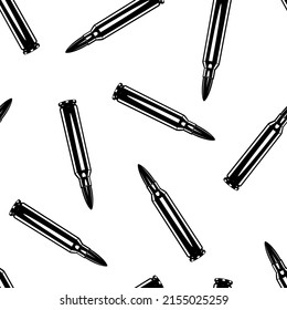 Patrón transparente de cartucho monocromo para ilustraciones de ametralladoras. Plantilla de ilustración de vector