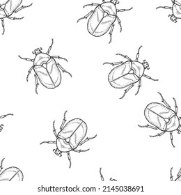 Seamless pattern of monochrome chafer illustration. Vector illustration template