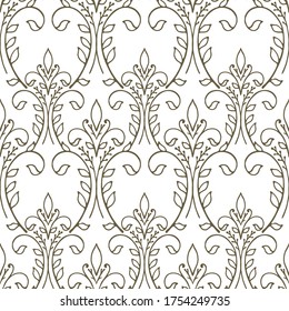 seamless pattern in monochrome colors, baroque ornament, swirls classic, wallpaper and fabric, wrapping paper, background for design
