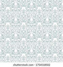 seamless pattern in monochrome colors, baroque ornament, swirls classic, wallpaper and fabric, wrapping paper, background for design