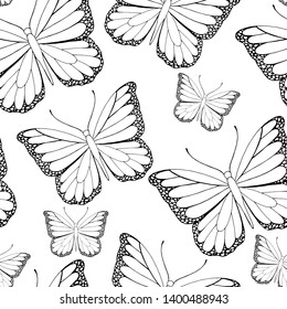 seamless pattern in monochrome colors with a butterfly pattern