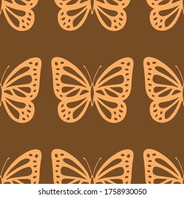 Seamless pattern in monochrome colors with butterfly, ornament for wallpaper, fabric or other design