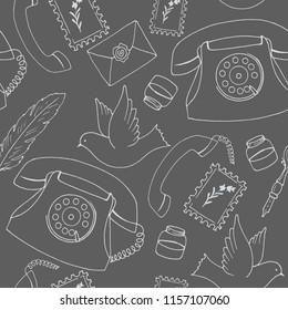 seamless pattern in monochrome colors, communication means