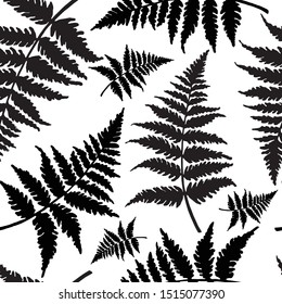 seamless pattern in monochrome colors with fern leaves