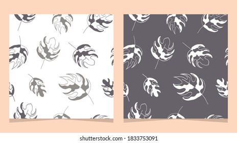 Seamless pattern monochrome colors with foliage abstract ornament. Perfect for wrapping paper, fabric, or wallpaper. Vector illustration.