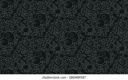 Seamless pattern in monochrome colors. Geometric abstraction depicting frosty patterns. 