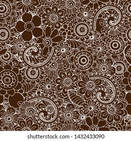 seamless pattern in monochrome colors, with plant decorative elements