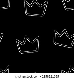 Seamless pattern of monochrome crown illustration. Vector illustration template