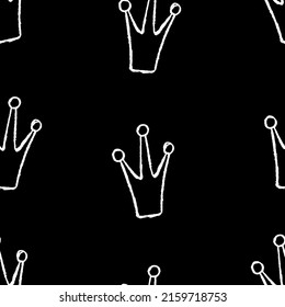 Seamless pattern of monochrome crown illustration. Vector illustration template