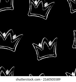 Seamless pattern of monochrome crown illustration. Vector illustration template