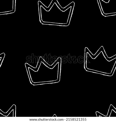 Seamless pattern of monochrome crown illustration. Vector illustration template