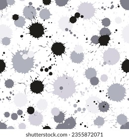 Seamless pattern of monochrome drops on a white background
