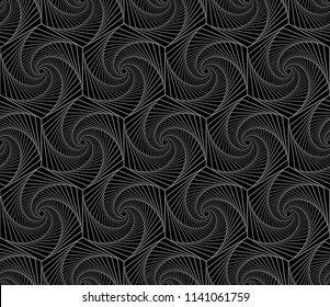 Seamless pattern of monochrome fractal curves. Fractals. Background of fractals. Background in shades of gray.