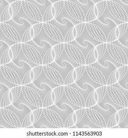 Seamless pattern of monochrome fractal curves. Fractals. Background of fractals. Background in shades of gray.