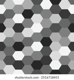 Modelo inconsútil de Formas hexagonales geométricas monocromáticas, estilo moderno del camuflaje formado como un panal