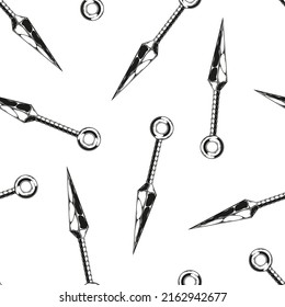 Nahtlose Muster der monochromen japanischen Wurfmesser-Illustrationen. Vektorgrafik-Vorlage
