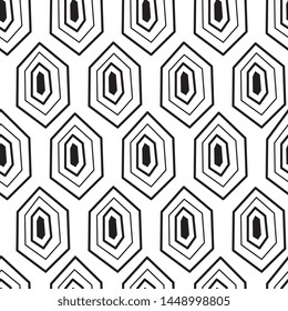 Seamless pattern with monochrome ornament of turtle shell. Background with turtle shell pattern for textile and fabric. Isolated vector illustration.