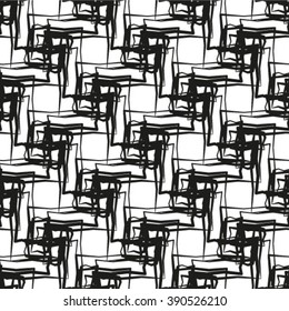 Seamless pattern. Monochrome ornament. Vector repeating texture