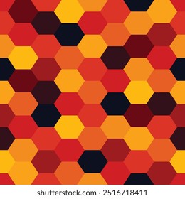 seamless pattern of monochrome red hexagon geometric shapes, modern camouflage style