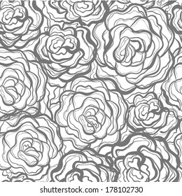 seamless pattern with monochrome roses