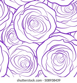 Seamless pattern with monochrome stylized violet roses. Vintage floral background. Can be use as digital paper, fills or print off onto fabric.