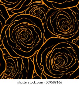 Seamless pattern with monochrome stylized yellow roses. Vintage floral background. Can be use as digital paper, fills or print off onto fabric.
