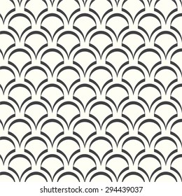 Seamless pattern monochrome wave Japanese vector background