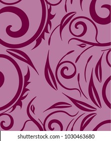 seamless pattern monogram swirls leaves stamen pattern