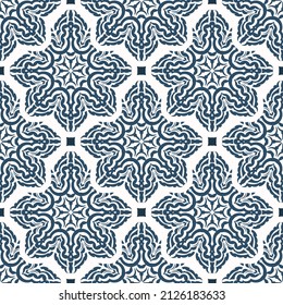 Seamless pattern with monograms. Background with white and blue color. Good for prints. Vector.