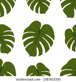 Seamless pattern of monster leaves. Vector illustration