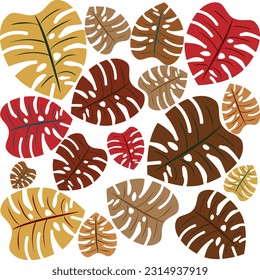Seamless pattern of monstera deliciosa leaves Stock Vector