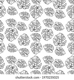 Seamless pattern with monstera leaves