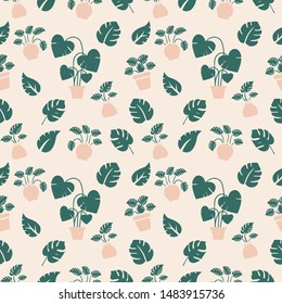 Seamless Pattern Monstera Leaves Background