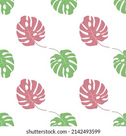 Seamless pattern of monstera leaves for background, fabric, cover or print