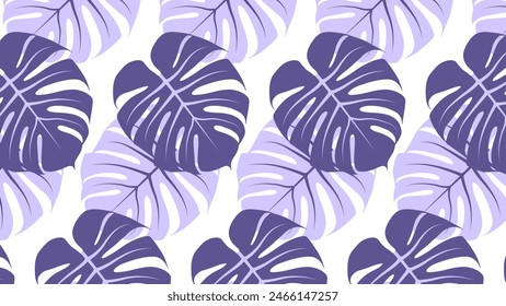 Seamless pattern with monstera leaves on a white background