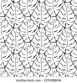 Seamless pattern with monstera leaves silhouettes. Trending tropical background. Vector illustration