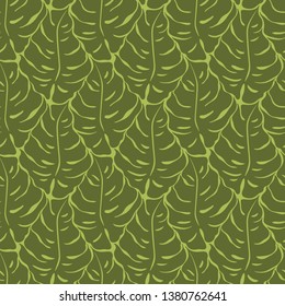 Seamless pattern with monstera leaves silhouettes. Trending tropical background. Vector illustration