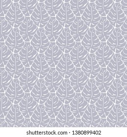 Seamless pattern with monstera leaves silhouettes. Trending tropical background. Vector illustration