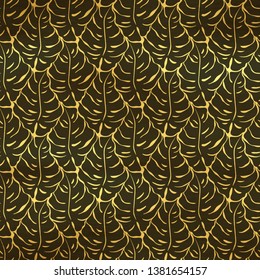 Seamless pattern with monstera leaves silhouettes. Trending tropical background. Vector illustration