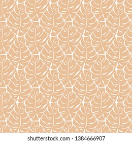 Seamless pattern with monstera leaves silhouettes. Trending tropical background. Vector illustration