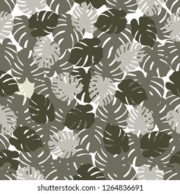 Seamless pattern with monstera leaves. Tropical background. Design for banner, poster, textile, print.