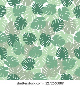 Seamless pattern with monstera leaves. Tropical background. Design for banner, poster, textile, print.