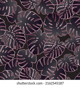 Seamless pattern with monstera leaves, tropical leaf, pattern for print on textile