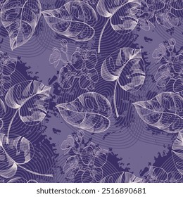 Patrón sin fisuras con monstruos y orquídea. Fondo dibujado a mano estilo ornamento exótico tropical. Ilustración detallada, dibujado a mano. Ideal para tela y textil, estampados, invitación.