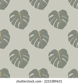 Seamless pattern with monstera tropical leaves.